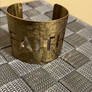 Hammered Rustic Cuff Brass Cuff Bracelet with 'FAITH'